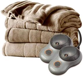 img 4 attached to 🔌 Sunbeam King Size Electric Microplush Heated Blanket in Mushroom - Soft and Cozy Bed Warmer for Ultimate Comfort WLM8 80548