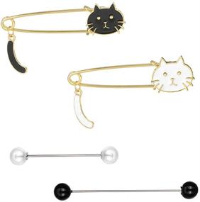 img 4 attached to ETHOON 4-Piece Pearl Sweater Shawl Clips: Stylish Animal Cat Brooches for Women & Girls