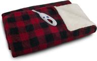 stay cozy with the biddeford blankets sherpa electric heated blanket - red/black buffalo check, double sided logo