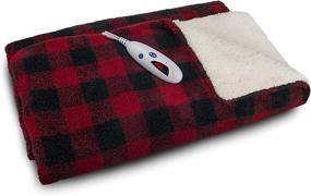 img 1 attached to Stay Cozy with the Biddeford Blankets Sherpa Electric Heated Blanket - Red/Black Buffalo Check, Double Sided