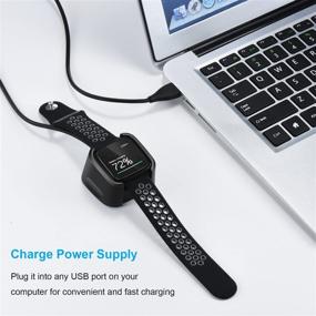 img 1 attached to 1-Pack Кабель зарядного устройства для Fitbit Versa - замена USB-зарядной док-станции с креплением на 3,3 фута (100 см) для новых умных часов Fitbit Versa, черного цвета.