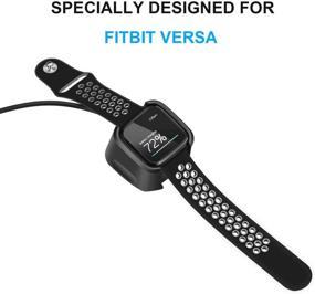 img 3 attached to 1-Pack Кабель зарядного устройства для Fitbit Versa - замена USB-зарядной док-станции с креплением на 3,3 фута (100 см) для новых умных часов Fitbit Versa, черного цвета.