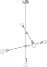 img 4 attached to 🔆 Industrial Sputnik Chandelier, Rustic Nickel Light Fixture, Pendant Lighting - Modern Ceiling Lamp for Kitchen Island, Living Room, Dining Room, Bedroom, Foyer, with 5 Lights