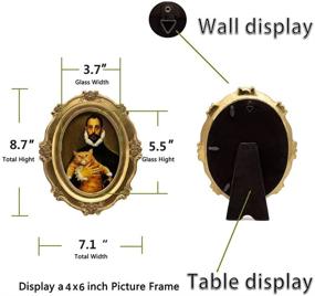 img 1 attached to 🖼️ SIKOO Vintage Oval Antique Picture Frame - 4x6, Table Top & Wall Mounting, Home Decor, Glass Front - Gold