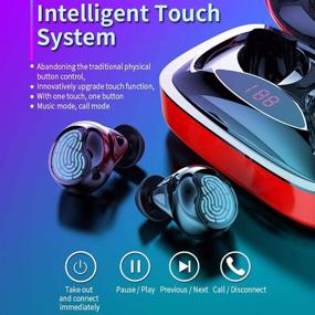 img 3 attached to 🎧 Беспроводные наушники со стереозвуком 6D, Bluetooth 5.0 Hi-Fi, с кейсом для зарядки на 2000mAh с LED-экраном, TWS-наушниками с бинауральными вызовами, 180 часов воспроизведения, водонепроницаемыми наушниками IPX5, шумоподавлением с микрофоном.