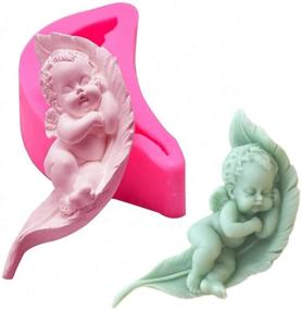 img 4 attached to Cute Sleeping Angel Baby on Leaf Silicone Fondant Mold - Perfect for Angel Themed Baby Shower, Birthday Party Cake Decoration, Chocolate Candy, Soap, Wax Melt, Clay Crafting