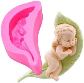 img 1 attached to Cute Sleeping Angel Baby on Leaf Silicone Fondant Mold - Perfect for Angel Themed Baby Shower, Birthday Party Cake Decoration, Chocolate Candy, Soap, Wax Melt, Clay Crafting