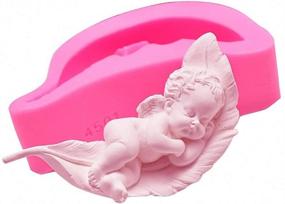 img 2 attached to Cute Sleeping Angel Baby on Leaf Silicone Fondant Mold - Perfect for Angel Themed Baby Shower, Birthday Party Cake Decoration, Chocolate Candy, Soap, Wax Melt, Clay Crafting