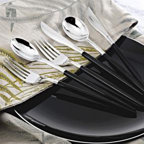 img 2 attached to 144 PCS Silver Plastic Silverware with Black Handle - Disposable Flatware Set, Includes 48 Forks, 48 Knives and 48 Spoons