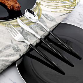 img 1 attached to 144 PCS Silver Plastic Silverware with Black Handle - Disposable Flatware Set, Includes 48 Forks, 48 Knives and 48 Spoons