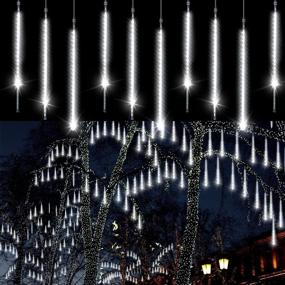 img 4 attached to 🎄 Aluan Christmas Lights Meteor Shower Lights: 960 LED 20inch Outdoor Falling Rain Lights – Cool White