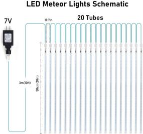 img 2 attached to 🎄 Aluan Christmas Lights Meteor Shower Lights: 960 LED 20inch Outdoor Falling Rain Lights – Cool White