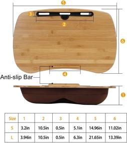 img 1 attached to 🖥️ Multi-Purpose Laptop Lap Desk Cushioned with Bamboo Pillow Cushion | Notebook Tablet PC Phone Holder Table Tray w/Stopper Ledge | Suitable for 14in Laptop Use on Sofa, Bed, or Car | (L)