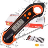 🥩 chdexin instant read meat thermometer: waterproof bbq thermometer for cooking and grilling – wireless digital food thermometer, black/orange logo