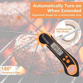 img 1 attached to 🥩 CHDEXIN Instant Read Meat Thermometer: Waterproof BBQ Thermometer for Cooking and Grilling – Wireless Digital Food Thermometer, Black/Orange