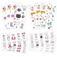 🐱 180pcs cute kitty cat temporary tattoos for girls, kids, and women - konsait waterproof body art sticker. perfect birthday party favors, accessories, goodie bag stuffers, fillers, and gifts for kids parties. logo