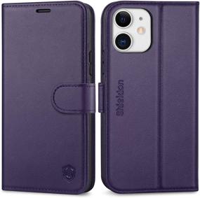 img 4 attached to 📱 SHIELDON Genuine Leather Wallet Folio Case for iPhone 12/12 Pro with Kickstand, RFID Blocking Card Holder, Magnetic Closure, and Enhanced Protection - Dark Purple, Compatible with iPhone 12/12 Pro 5G 6.1