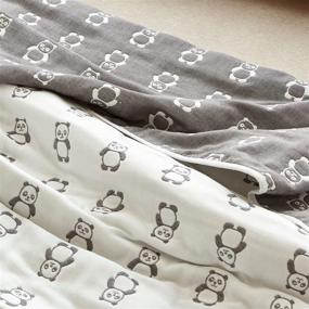 img 2 attached to Summer-ready Panda-themed Lightweight Muslin Cotton Blanket for Bed, Couch & Sofa - Twin 59''x78''