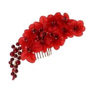 🌹 frcolor handmade bridal hair flower side comb: stunning red wedding accessory logo