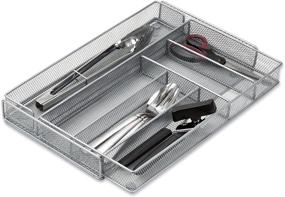 img 1 attached to 🗄️ Honey-Can-Do KCH-02163 Silver Steel Mesh 7-Compartment Expandable Utility Drawer Organizer