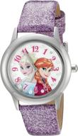 🕰️ disney infinity kids' w002506 frozen elsa and anna quartz purple watch with analog display logo