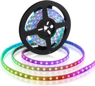 16.4ft ws2812b individually addressable led strip light 5050 rgb smd 300 pixels dream color 🌈 waterproof ip67 black pcb 5v dc – waterproof 16.4ft led strip with 300 leds on black pcb logo