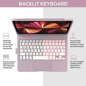 img 2 attached to 🎉 Touchtype Pro 11 Keyboard Case with Trackpad - Backlit iPad 11 Case - Smart Touchpad Accessories - Magnetic Apple Pencil Holder - for iPad Pro 11 2021, 2020, 2018 & Air 4 10.9 (Pink)