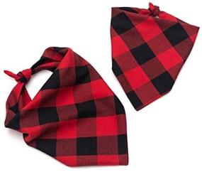 img 2 attached to 🐶 DKAF 2 Pack Dog Plaid Bandanas, Winter Christmas Pet Triangle Bibs, Cotton Kerchief Neckchief, Washable Reversible, Printing Dog Scarf