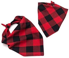 img 4 attached to 🐶 DKAF 2 Pack Dog Plaid Bandanas, Winter Christmas Pet Triangle Bibs, Cotton Kerchief Neckchief, Washable Reversible, Printing Dog Scarf