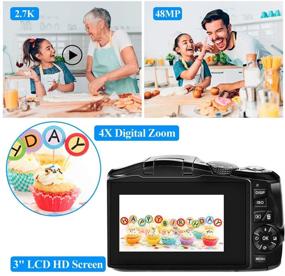 img 3 attached to 2.7K 48MP Rechargeable Vlogging Camera for YouTube - Portable Compact Mini Digital Camera with Webcam and 3 Inch Screen