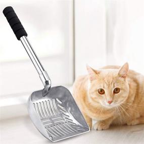 img 2 attached to LYCC Cat Litter Scoop: Longer Handle, Soft Grip, Metal Pet Sifter with Non-Stick Coating - Includes 1 Pcs Hook for Easy Storage