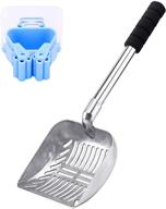 lycc cat litter scoop: longer handle, soft grip, metal pet sifter with non-stick coating - includes 1 pcs hook for easy storage logo