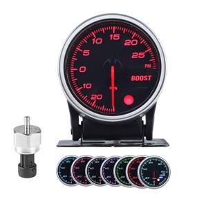 img 4 attached to Turbo Boost/Vacuum Gauge Kit 2 Inch 7 Color 30 🚗 PSI with Electronic Sensor - Ideal for 12V Car and Truck!