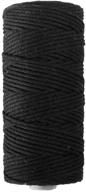 🧶 sangtq 3mm macrame cord: premium polyester cotton rope for crafts, wall hangings & plant hangers – 328feet, 4-strand twisted, soft undyed cotton in black logo