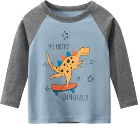 img 1 attached to 👕 Kids Boys 2 Pack Boys' Long Sleeve T-Shirts - Casual Cotton Shirts, Crewneck, Graphic Active Tee Shirts Tops - Ages 3-7 Years