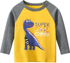 img 2 attached to 👕 Kids Boys 2 Pack Boys' Long Sleeve T-Shirts - Casual Cotton Shirts, Crewneck, Graphic Active Tee Shirts Tops - Ages 3-7 Years