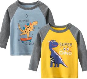 img 3 attached to 👕 Kids Boys 2 Pack Boys' Long Sleeve T-Shirts - Casual Cotton Shirts, Crewneck, Graphic Active Tee Shirts Tops - Ages 3-7 Years