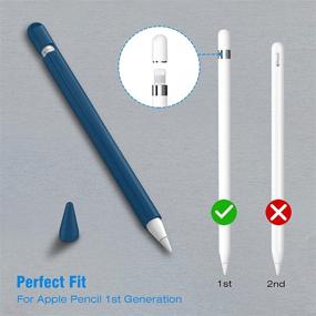 img 3 attached to Fintie Silicone Sleeve for Apple Pencil 1st Gen, Cyan Blue - Ultra-Light Pen 🖊️ Skin Case Cover with Soft Protective Grip Holder, Includes 2 Nib Covers & Cable Adapter Tether