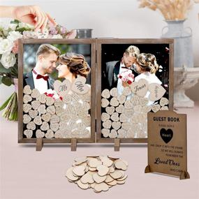 img 3 attached to ❤️ Rustic Wedding Guest Book Alternative - GLM Drop Top Wooden Frame with 160 Hearts, 4 Large Hearts, Sign - Ideal for Reception, Baby Shower, Funeral Guest Books (Brown)
