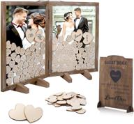 ❤️ rustic wedding guest book alternative - glm drop top wooden frame with 160 hearts, 4 large hearts, sign - ideal for reception, baby shower, funeral guest books (brown) logo