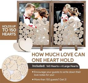 img 1 attached to ❤️ Rustic Wedding Guest Book Alternative - GLM Drop Top Wooden Frame with 160 Hearts, 4 Large Hearts, Sign - Ideal for Reception, Baby Shower, Funeral Guest Books (Brown)