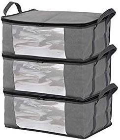 img 1 attached to 🧺 Clothing Closet Storage Organizer with Clear Window & Carry Handles - Storage Bins, Bags, and Containers for Sweaters, Clothes, Blankets, and Closets