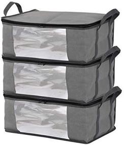 img 2 attached to 🧺 Clothing Closet Storage Organizer with Clear Window & Carry Handles - Storage Bins, Bags, and Containers for Sweaters, Clothes, Blankets, and Closets