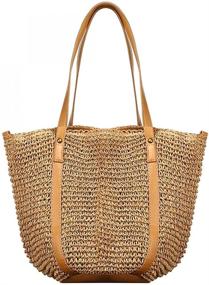 img 4 attached to Handwoven Natural Summer Shoulder Crossbody Women's Handbags & Wallets