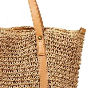 img 3 attached to Handwoven Natural Summer Shoulder Crossbody Women's Handbags & Wallets