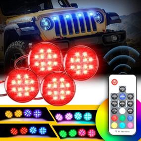 img 4 attached to 🚗 SUPAREE RGB Neon LED Front Grille Light 4 PCS for Jeep Wrangler JK JKU & JL JKU - Wireless Controller Included - Compatible with 2007-2017 & 2018+ Models