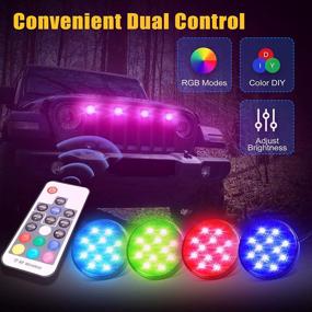 img 2 attached to 🚗 SUPAREE RGB Neon LED Front Grille Light 4 PCS for Jeep Wrangler JK JKU & JL JKU - Wireless Controller Included - Compatible with 2007-2017 & 2018+ Models
