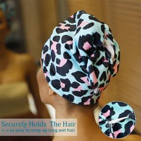 img 1 attached to 🌊 Teal Leopard Microfiber Hair Towel Wrap for Women, Super Absorbent Hair Turban for Drying Wet Hair and Curly Hair - Easy Twist Hair Towels for Ultra Soft and Quick Drying