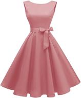 👗 винтажное коктейльное платье hanpceirs 1950-х годов для женщин: с лодочным вырезом, без рукавов, в стиле силуэта "под солнцем". логотип