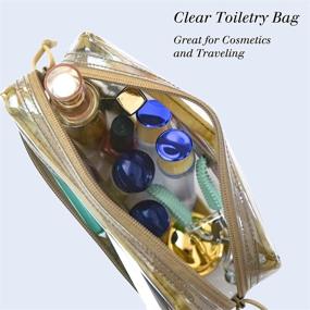 img 2 attached to 🧳 TSA Approved Clear Toiletry Bag Small - Rough Enough Makeup Cosmetic Bags Organizer Pouch with Zipper for Airport Travel Accessories Essentials